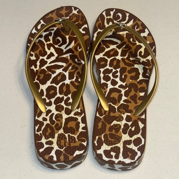 Lilly Pulitzer Pool Flip Flop Chocolate My Favorite Spot Shoe Leopard Large 9/10 - Picture 5 of 6